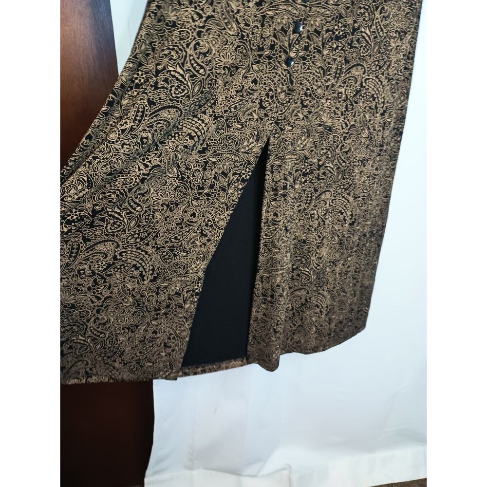 Vtg Skirtology Womens Dark Cottagecore Maxi Skirt L Button Slit Nylon Whimsigoth - Picture 4 of 9